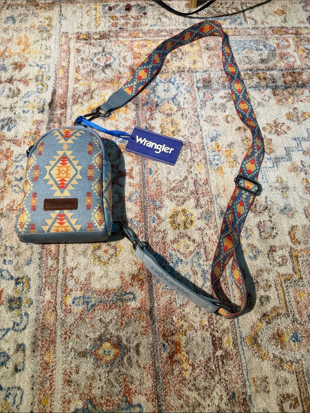 Wrangler Multicolor Aztec Pattern Blue Crossbody Bag